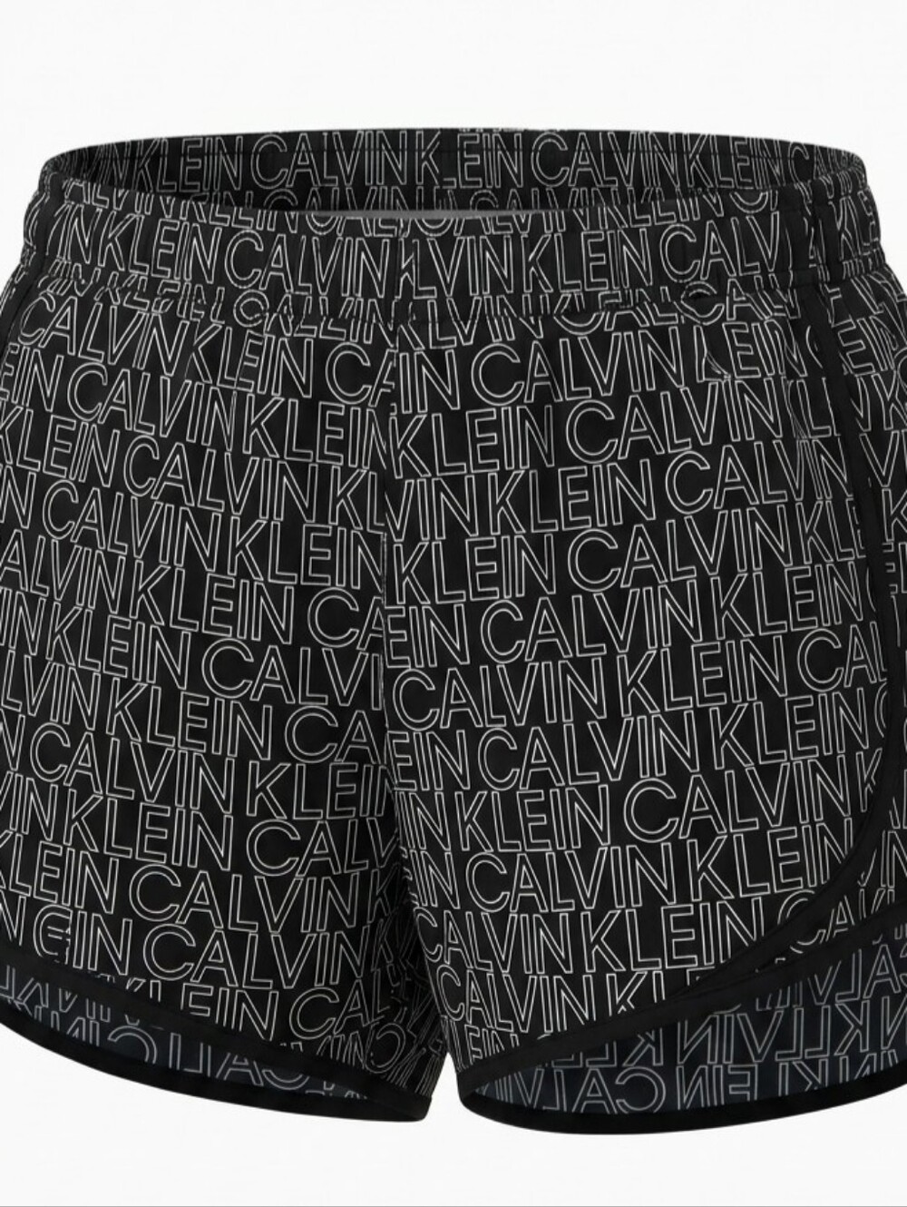 Calvin Klein Black Shorts with White All-Over Logo Womens XL 3.5 Inseam Beachy